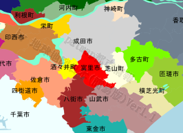 富里市の位置を示す地図