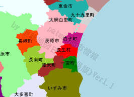 長生村の位置を示す地図