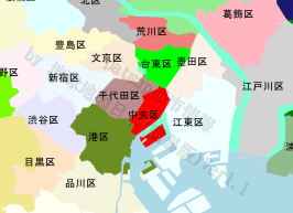 中央区の位置を示す地図