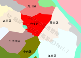 台東区の位置を示す地図