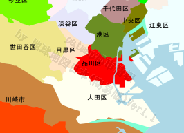 品川区の位置を示す地図