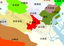 目黒区の位置を示す地図