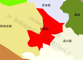 目黒区の位置を示す地図