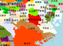 世田谷区の位置を示す地図