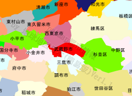 武蔵野市の位置を示す地図