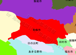 青梅市の位置を示す地図