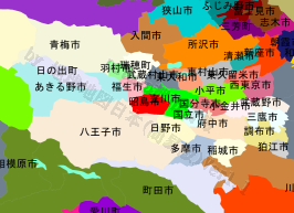 昭島市の位置を示す地図
