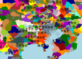 調布市の位置を示す地図