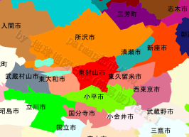 東村山市の位置を示す地図