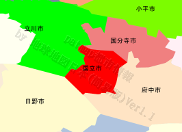 国立市の位置を示す地図