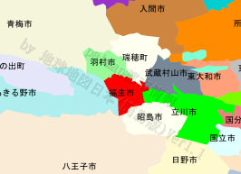 福生市の位置を示す地図