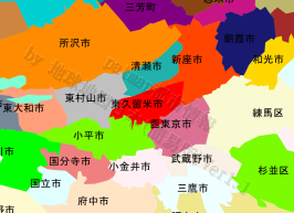 東久留米市の位置を示す地図