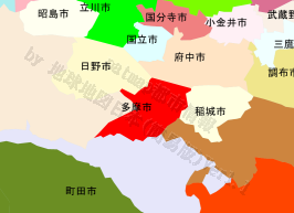 多摩市の位置を示す地図