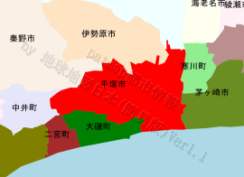 平塚市の位置を示す地図
