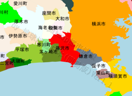 藤沢市の位置を示す地図