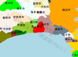 茅ヶ崎市の位置を示す地図