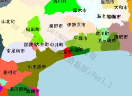 二宮町の位置を示す地図