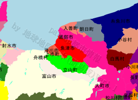 魚津市の位置を示す地図