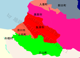 魚津市の位置を示す地図