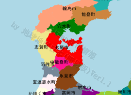 七尾市の位置を示す地図