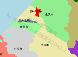 野々市市の位置を示す地図