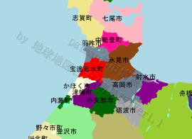 宝達志水町の位置を示す地図