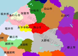 勝山市の位置を示す地図
