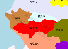 越前市の位置を示す地図