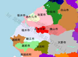 永平寺町の位置を示す地図