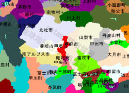 甲斐市の位置を示す地図