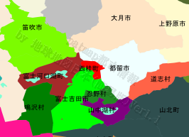 西桂町の位置を示す地図