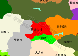 丹波山村の位置を示す地図