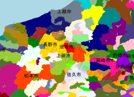 須坂市の位置を示す地図