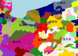 大町市の位置を示す地図