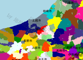 飯山市の位置を示す地図