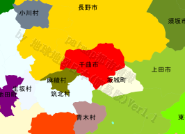 千曲市の位置を示す地図