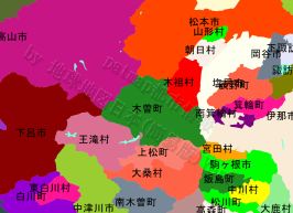 木祖村の位置を示す地図