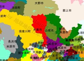 本巣市の位置を示す地図