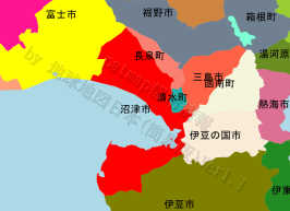 沼津市の位置を示す地図