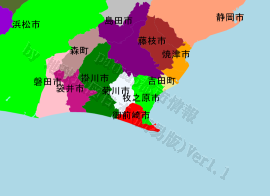 御前崎市の位置を示す地図
