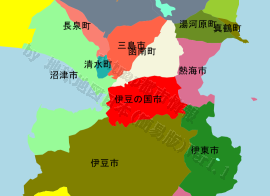 伊豆の国市の位置を示す地図