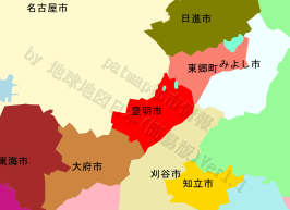 豊明市の位置を示す地図