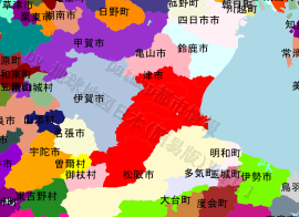 津市の位置を示す地図