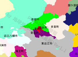 豊郷町の位置を示す地図