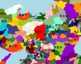 京都市の位置を示す地図