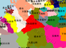 河内長野市の位置を示す地図