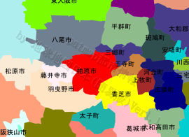 柏原市の位置を示す地図