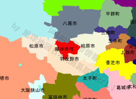 藤井寺市の位置を示す地図