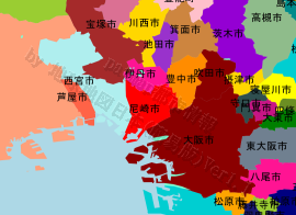 尼崎市の位置を示す地図