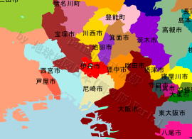 伊丹市の位置を示す地図